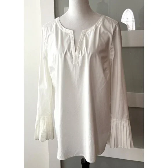 Preston & York LARGE Cotton pullover Blouse with pleated bell sleeves - Picture 2 of 8